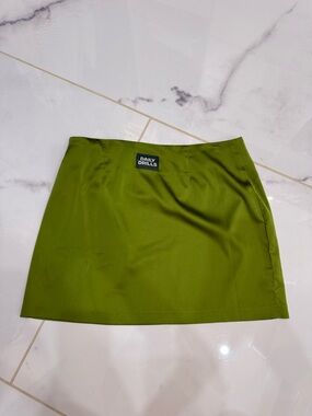 Daily Drills Silky Mini Skirt in Olive - Size M